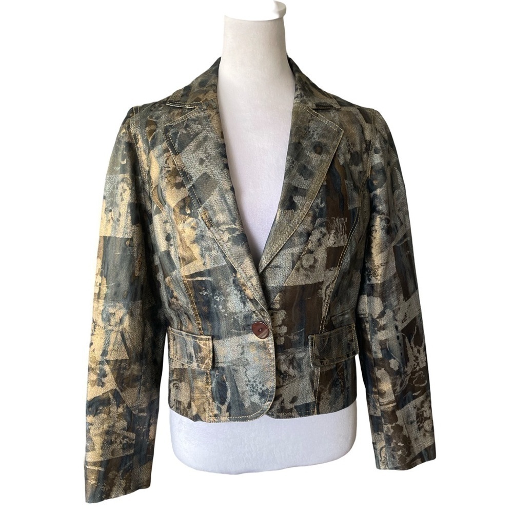 Forwear New York Black/Gray/Gold Cropped Blazer Size 6